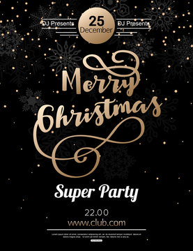 Merry Christmas Party Poster. Vector Illustration EPS10 Format