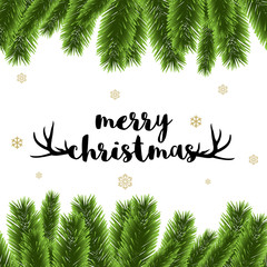 Merry Christmas beautiful card with christmas tree decoration vector