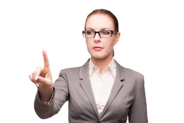 Strict serious businesswoman isolated on white