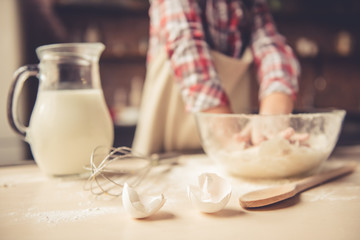 Little girl baking