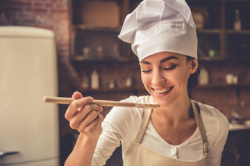 Beautiful woman cooking