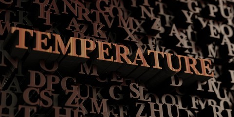 Temperature - Wooden 3D rendered letters/message.  Can be used for an online banner ad or a print postcard.