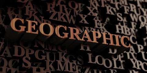 Geographic - Wooden 3D rendered letters/message.  Can be used for an online banner ad or a print postcard.