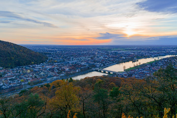 Sunset over Heidelberg, Germany - an autumnal cityscape