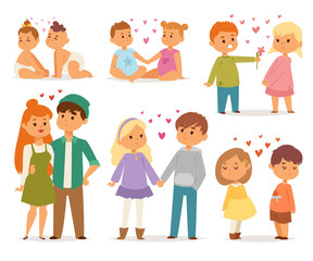 Couple in love vector set.