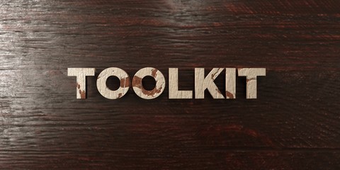 Toolkit - grungy wooden headline on Maple  - 3D rendered royalty free stock image. This image can be used for an online website banner ad or a print postcard.