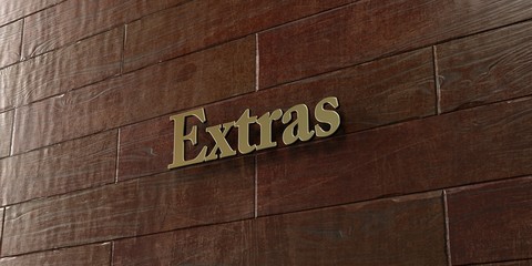 Extras - Bronze plaque mounted on maple wood wall  - 3D rendered royalty free stock picture. This image can be used for an online website banner ad or a print postcard.