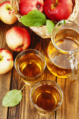 Fresh apple juice in the glass