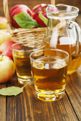Fresh apple juice in the glass