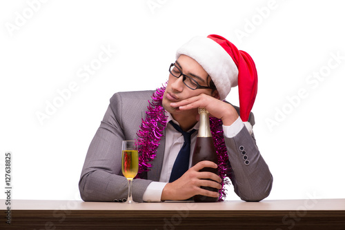 &quot;Young businessman celebrating christmas in office&quot; Stockfotos und