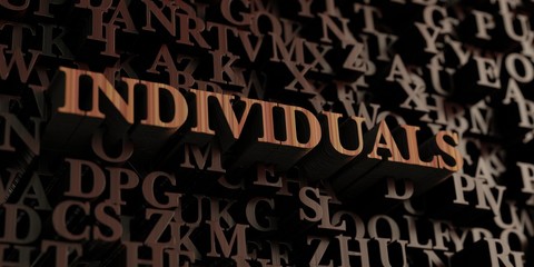 Individuals - Wooden 3D rendered letters/message.  Can be used for an online banner ad or a print postcard.