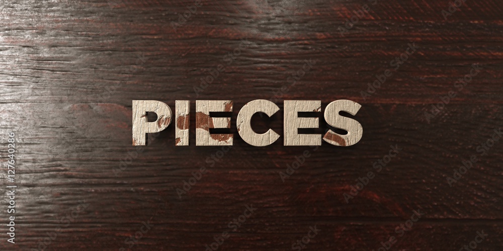 Fototapete pieces - grungy wooden headline on maple - 3d rendered royalty free stock image. this image can be u