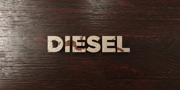Diesel - grungy wooden headline on Maple  - 3D rendered royalty free stock image. This image can be used for an online website banner ad or a print postcard.