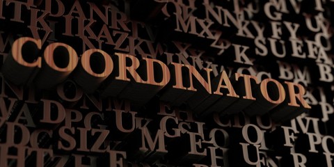 Coordinator - Wooden 3D rendered letters/message.  Can be used for an online banner ad or a print postcard.