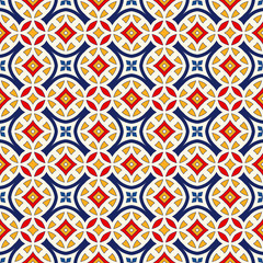Seamless pattern with symmetric geometric ornament. Bright abstract background.