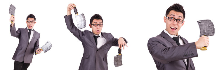 Naklejka premium Man with axe isolated on white