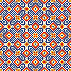 Seamless pattern with symmetric geometric ornament. Bright abstract background.