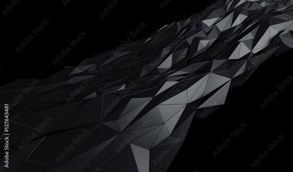 Poster abstract 3d rendering of triangulated surface. contemporary background of futuristic polygonal shape