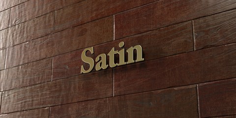 Satin - Bronze plaque mounted on maple wood wall  - 3D rendered royalty free stock picture. This image can be used for an online website banner ad or a print postcard.