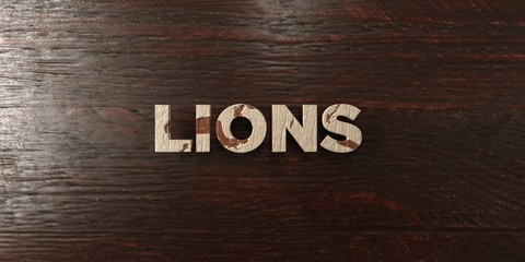 Lions - grungy wooden headline on Maple  - 3D rendered royalty free stock image. This image can be used for an online website banner ad or a print postcard.