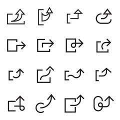 Arrow share icons for web interface. Linear vector illustration