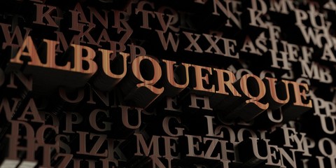 Albuquerque - Wooden 3D rendered letters/message.  Can be used for an online banner ad or a print postcard.