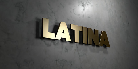 Latina - Gold sign mounted on glossy marble wall  - 3D rendered royalty free stock illustration. This image can be used for an online website banner ad or a print postcard.
