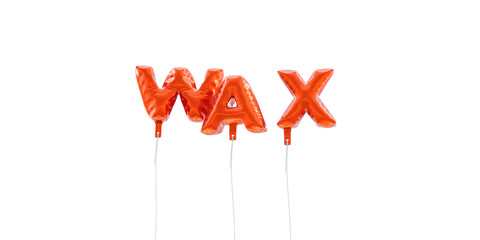 WAX - word made from red foil balloons - 3D rendered.  Can be used for an online banner ad or a print postcard.