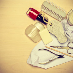 Pedicure accessories tools top view