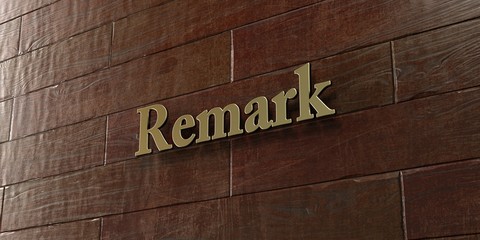 Remark - Bronze plaque mounted on maple wood wall  - 3D rendered royalty free stock picture. This image can be used for an online website banner ad or a print postcard.