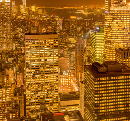 View of New York Manhattan during sunset hours