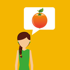character shopper orange fruit vector illustration eps 10
