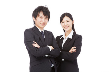 女性　男性　ビジネス　腕組み