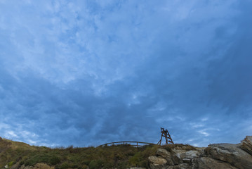Silla de socorrista en la playa de Caion (La Coru&ntilde;a, Espa&ntilde;a).
