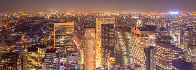 View of New York Manhattan during sunset hours