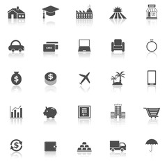 Loan icons with reflect on white background