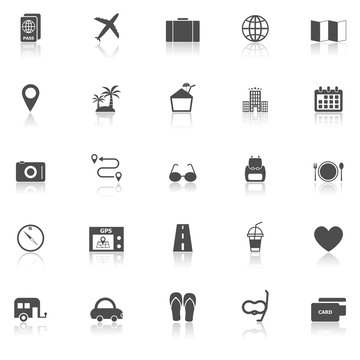 Trip icons with reflect on white background