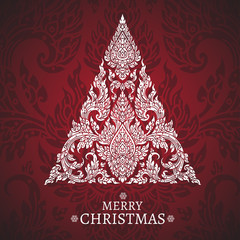 Christmas card. Christmas tree thai tradition style - 127648213