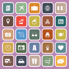 Trip flat icons on violet background