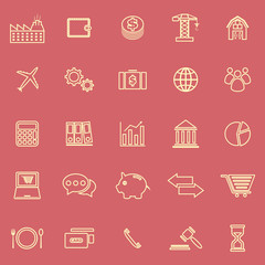 Economy line icons on black background