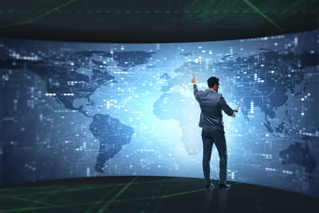 Businessman in futuristic computing concept