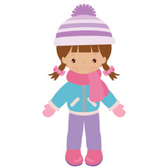Winter girl vector cartoon illustration
