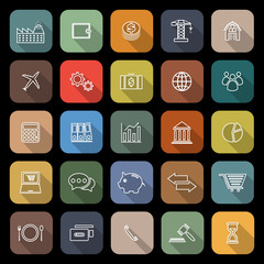 Economy line flat icons with long shadow