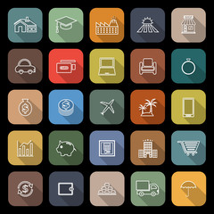 Loan line flat icons with long shadow
