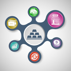 Loan infographic templates with connected metaballs