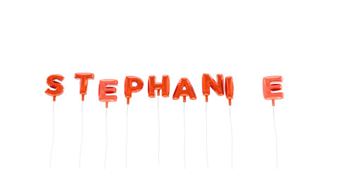 STEPHANIE - word made from red foil balloons - 3D rendered.  Can be used for an online banner ad or a print postcard.