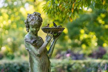 Central Park, New York City, Burnett Memorial fountain in summer with water lily