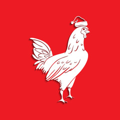 Vector element for New Year's design. Image of 2017 year of Red Rooster. Chinese calendar for the year of rooster.