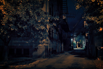 Dark City Alley at Night