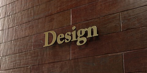 Design - Bronze plaque mounted on maple wood wall  - 3D rendered royalty free stock picture. This image can be used for an online website banner ad or a print postcard.